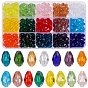 300 piezas 15 colores cuentas de vidrio transparente, facetados, lágrima