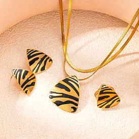 Треугольный леопардовый принт 304 ожерелья с подвесками из нержавеющей стали, серьги-гвоздики и комплекты колец