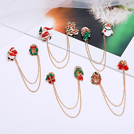 Campana de Navidad Papá Noel esmalte pin broche con cadena accesorio de moda