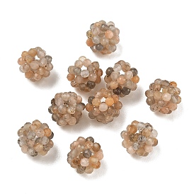 Натуральные бусины из нескольких лунных камней, сплетенные в плетение, кассетные шарики, граненые, круглые