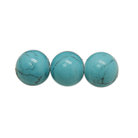 Synethetic perles turquoise brins, ronde
