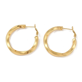 Ion Plating(IP) 201 Stainless Steel Twist Hoop Earrings, with 304 Stainless Steel Pin