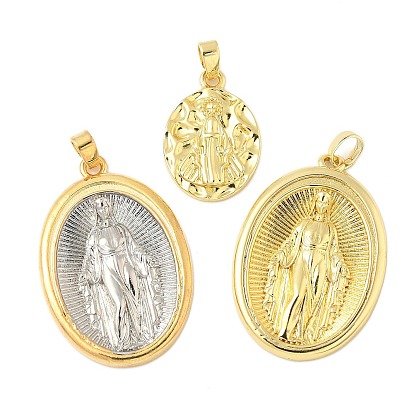 Латунные подвески, без кадмия и без свинца, религиозная тема, овальные с рисунками " virgin mary"