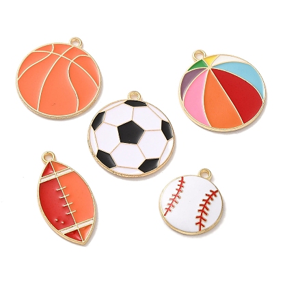 Подвески из эмали и сплава, золотые, очарование баскетбола, регби, бейсбола и футбола
