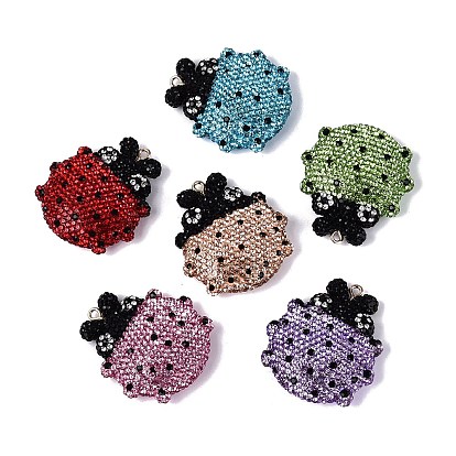 Большие подвески ручной работы из полимерной глины и стразов., жук прелести, с железными петлями, золотой свет