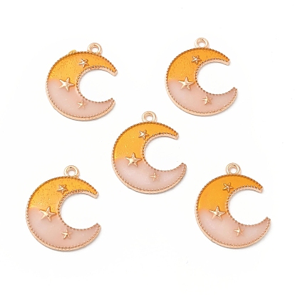 Alloy Pendants, with 2 Tone Enamel, Crescent Moon with Star Charm