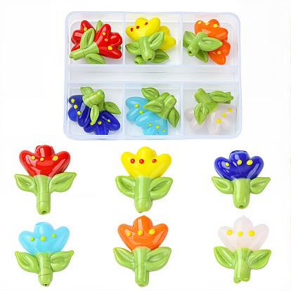 12 шт 6 цвета бусины лэмпворк ручной работы, тюльпан