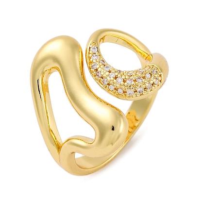 Кольца для женщин с покрытием из латуни с микропаве из прозрачного кубического циркония, долговечный, сердце