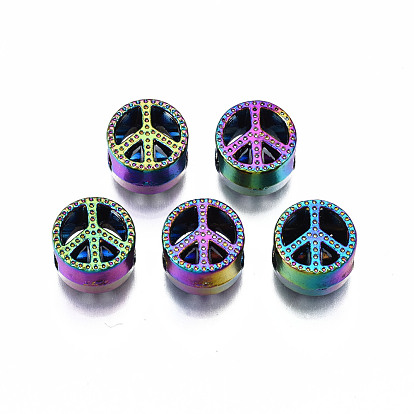 Alloy European Beads, Large Hole Beads, Cadmium Free & Nickel Free & Lead Free, Peace Sign