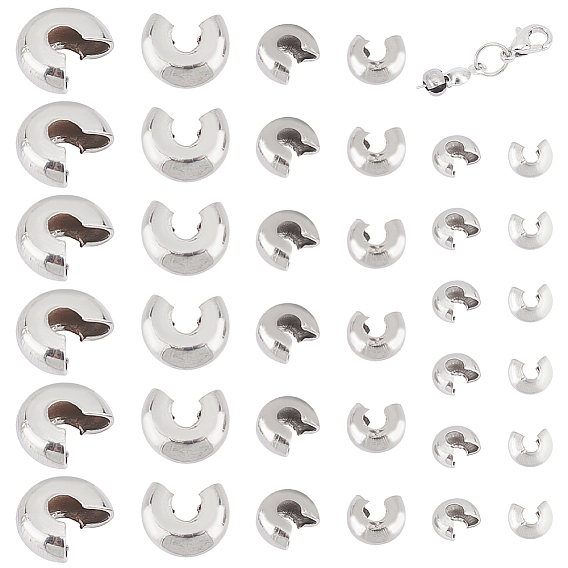 180 шт. 3 стиль 304 крышки для обжимных бусин из нержавеющей стали