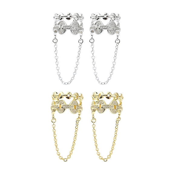 Серьги-каффы из латуни с микропаве и кубическим цирконием, без кадмия и без свинца, долговечный