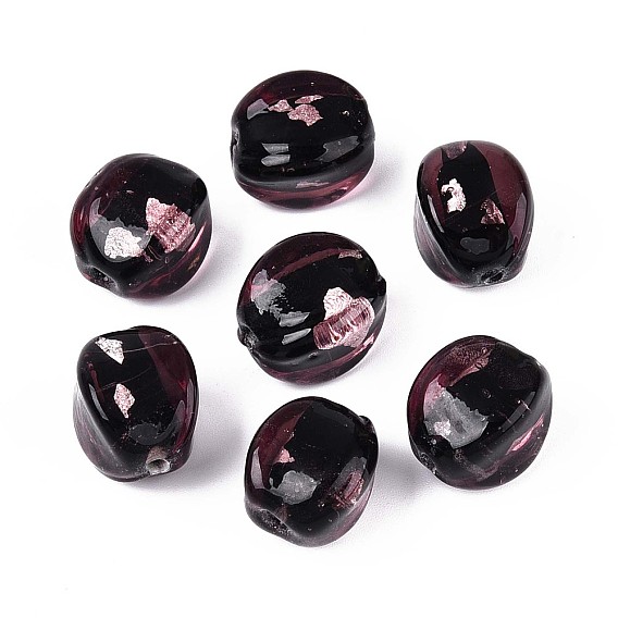 Бусины ручной работы бусины серебряной фольгой, бусины из искусственного камня, фонарь