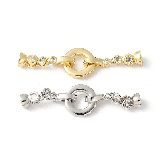 Латунный паве из прозрачного кубического циркония с застежками, без свинца и без кадмия, долговечный, стойки покрытие, плоско-круглые