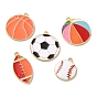 Подвески из эмали и сплава, золотые, очарование баскетбола, регби, бейсбола и футбола