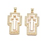 Латунные микропаве прозрачные подвески с фианитом, без кадмия и без свинца, с оболочкой, крест прелести