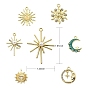 DIY Pendant Jewelry Making Finding Kit, Including 14Pcs 7 Style Alloy Enamel & Rhinestone & Brass, Moon & Sun & Star & Flower, Golden