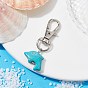 Dolphin Synthetic Turquoise Pendant Decorations, with Alloy Swivel Lobster Claw Clasps