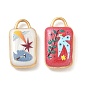 304 Stainless Steel Enamel Pendants, Rectangle Charms, Golden