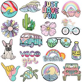18Pcs Computerized Embroidery Cloth Sew on Patches, Costume Accessories, Mixed Shape