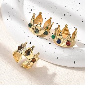 Кольца из натурального драгоценного камня, корона 304 открытые манжеты из нержавеющей стали для женщин, реальный 18 k позолоченный