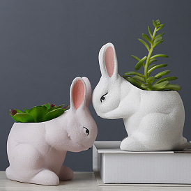 Cartoon succulent ceramic flowerpot small desktop creative cute rabbit animal pot decoration