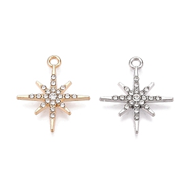 Rack Plating Alloy Pendants, with Rhinestone, Star