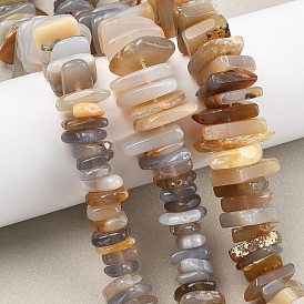 Серые натуральные бусины из агата , самородки, градуированный бисер