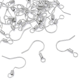 SHEGRACE Brass Earring Hooks, with Loop, Ear Wires, Cadmium Free & Nickel Free & Lead Free, Long-Lasting Plated, French Hooks with Coil