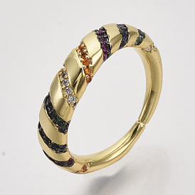 Micro latón allanar anillos zirconia cúbico, sin níquel, colorido
