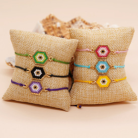 Boho Chic Miyuki Beaded Geometric Eye Bracelet - Handmade for Women