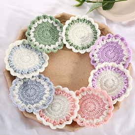 Wave lace coaster, simple and cute flower knitted coaster, hand-knitted ornaments