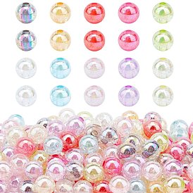 Electroplate Crackle Glass Beads, AB Color Plated, Round
