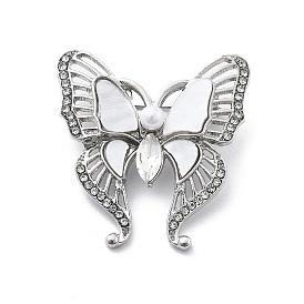 Butterfly Alloy Crystal Rhinestone Brooches, with Acrylic and ABS Imitation Pearl