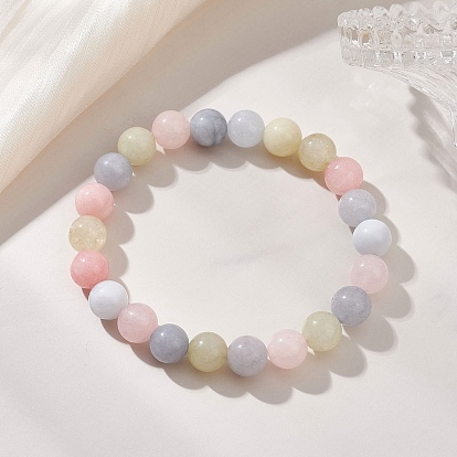 Браслеты из окрашенных и нагретых бусин натурального кварца для женщин, круглые