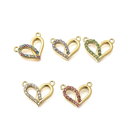 304 подвески из нержавеющей стали, со стразами, ионное покрытие (ip), сердце, реальный 14 k позолоченный