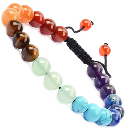 Colorful Natural Stone Bracelet with 8mm Agate and Amethyst Beads, Adjustable Unisex Strand Jewelry
