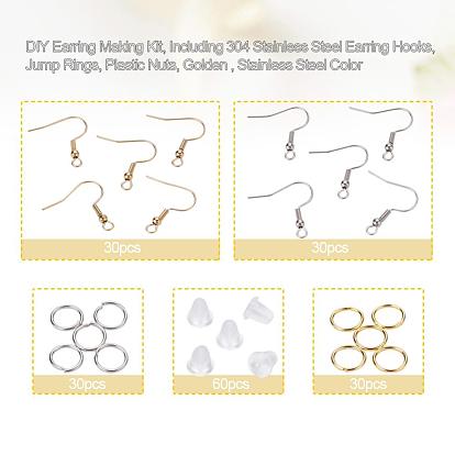 China Factory DIY Earring Making Kit, Including 304 Stainless Steel Earring  Hooks & Jump Rings, Plastic Nuts 180pcs/box in bulk online 