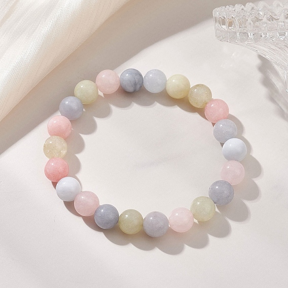 Браслеты из окрашенных и нагретых бусин натурального кварца для женщин, круглые