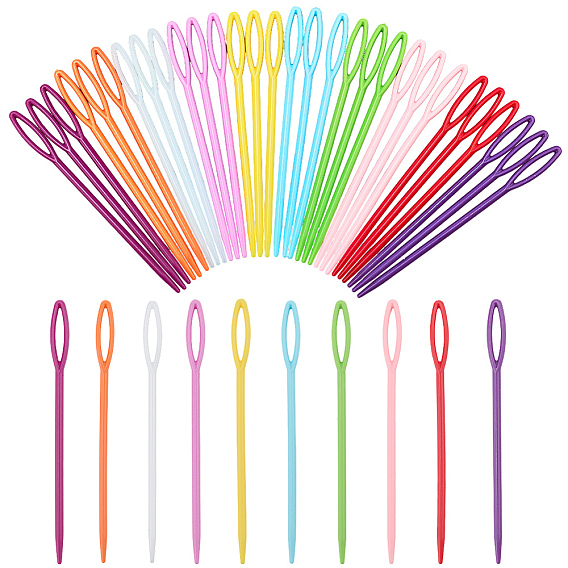 100шт. пластиковые спицы для вязания пряжи, тупые иглы с большим ушком, детская игла