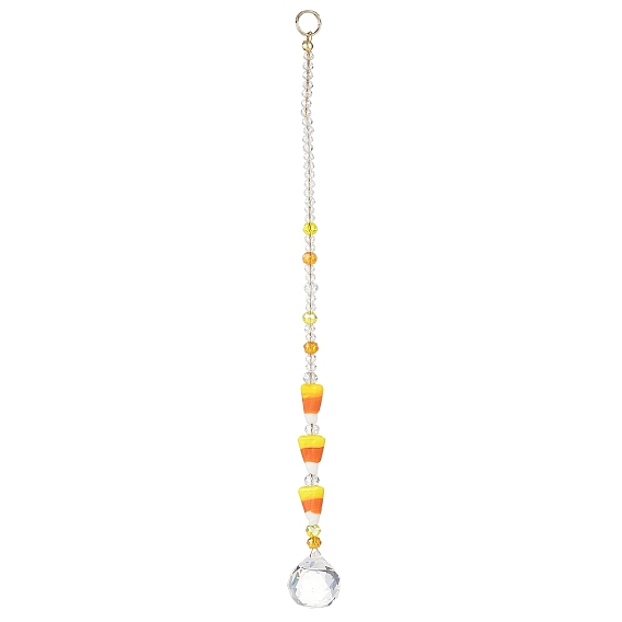 Atrapasueños de cuentas de caramelos de maíz hechos a mano con vidrio soplado para Halloween, Adornos redondos de cristal para colgar en la ventana
