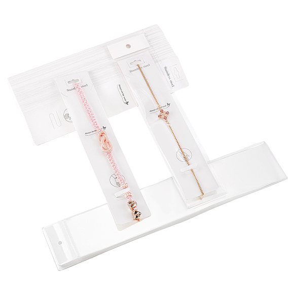 120шт. бумажные карточки для демонстрации ювелирных изделий (браслетов и ожерелий), прямоугольные, с 120шт. прямоугольными целлофановыми пакетами OPP с застежкой сверху для хранения