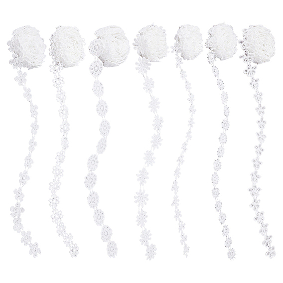 21 mètres 7 styles ruban de dentelle en polyester, fleur, pour les accessoires vestimentaires