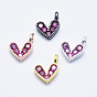 Brass Micro Pave Cubic Zirconia Charms, Long-Lasting Plated, Cadmium Free & Nickel Free & Lead Free, Heart, Hot Pinkt