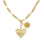 Латунные микропаве прозрачные кубические цирконии подвеска в виде солнца и сердца звено цепи ожерелья