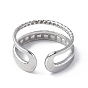 304 Stainless Steel Open Cuff Ring Finding, Ring Settings, Double Line