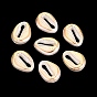 ABS Plastic Imitation Pearl Beads, Golden Metal Enlaced, Cowrie Shell