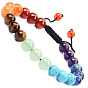 Colorful Natural Stone Bracelet with 8mm Agate and Amethyst Beads, Adjustable Unisex Strand Jewelry