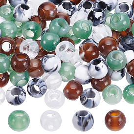 120шт 4 цвета акриловые европейские бусины, бусины с большим отверстием, круглые