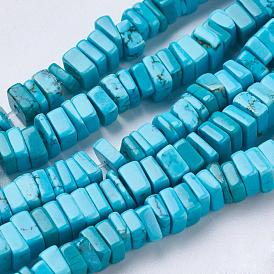 Natural Magnesite Beads Strands, Dyed, Square Heishi Beads, Thin Slice Beads