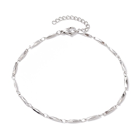 304 Stainless Steel Link Bar Chain Anklets for Women, 304 Stainless Steel Lobster Claw Clasps